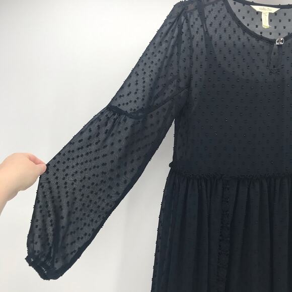 Matilda Jane Nostalgia Charlie Swiss Dot Black Dress Womens Small Boho 22645D - Picture 2 of 7